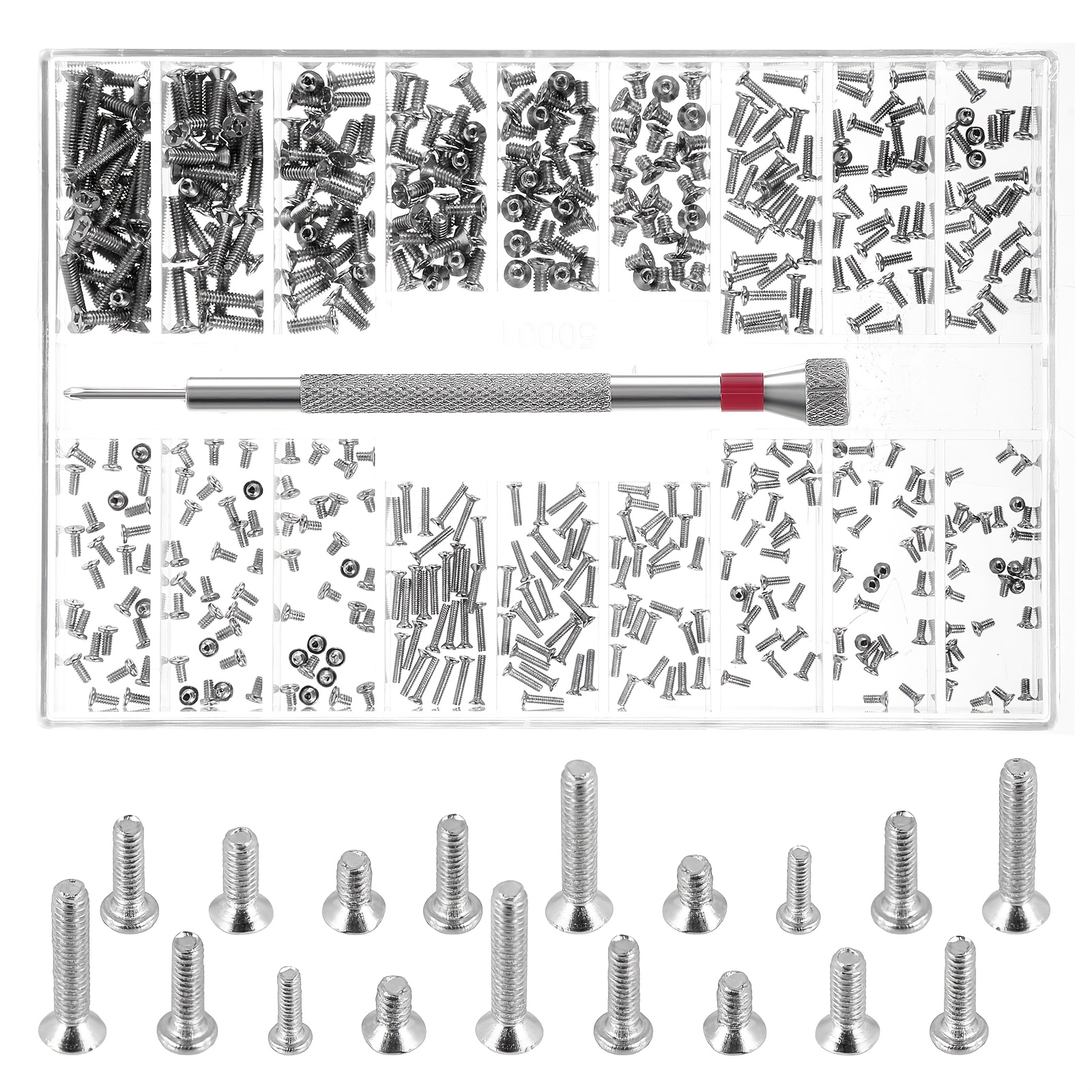 Image of 500pcs Mini Repair Screw Kit M1.2/m1.4/ Small Replacement Screws Black Laptop Electronic Screw Set With Screwdriver, Suitable For Glasses And Watches, Includes Hard Drive Ssd Repair Screws