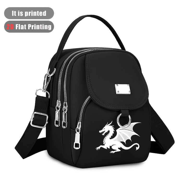 E-shop ./2 Stk. Wirbelnder Drache Umhängetasche für Damen Herren, Unisex Schultertasche mit Reißverschluss, Grau, Handyhalter geeignet für