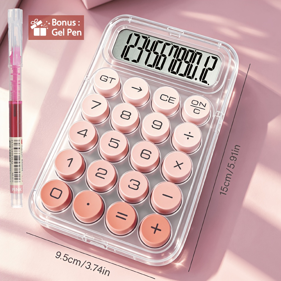 TEMU Set Calcolatrice per a Scuola con Penna Gratuita, Calcolatrice Mini con , Portatile, con a 12 Cifre, Tasti Meccanici Nitidi e Pulsanti Colorati