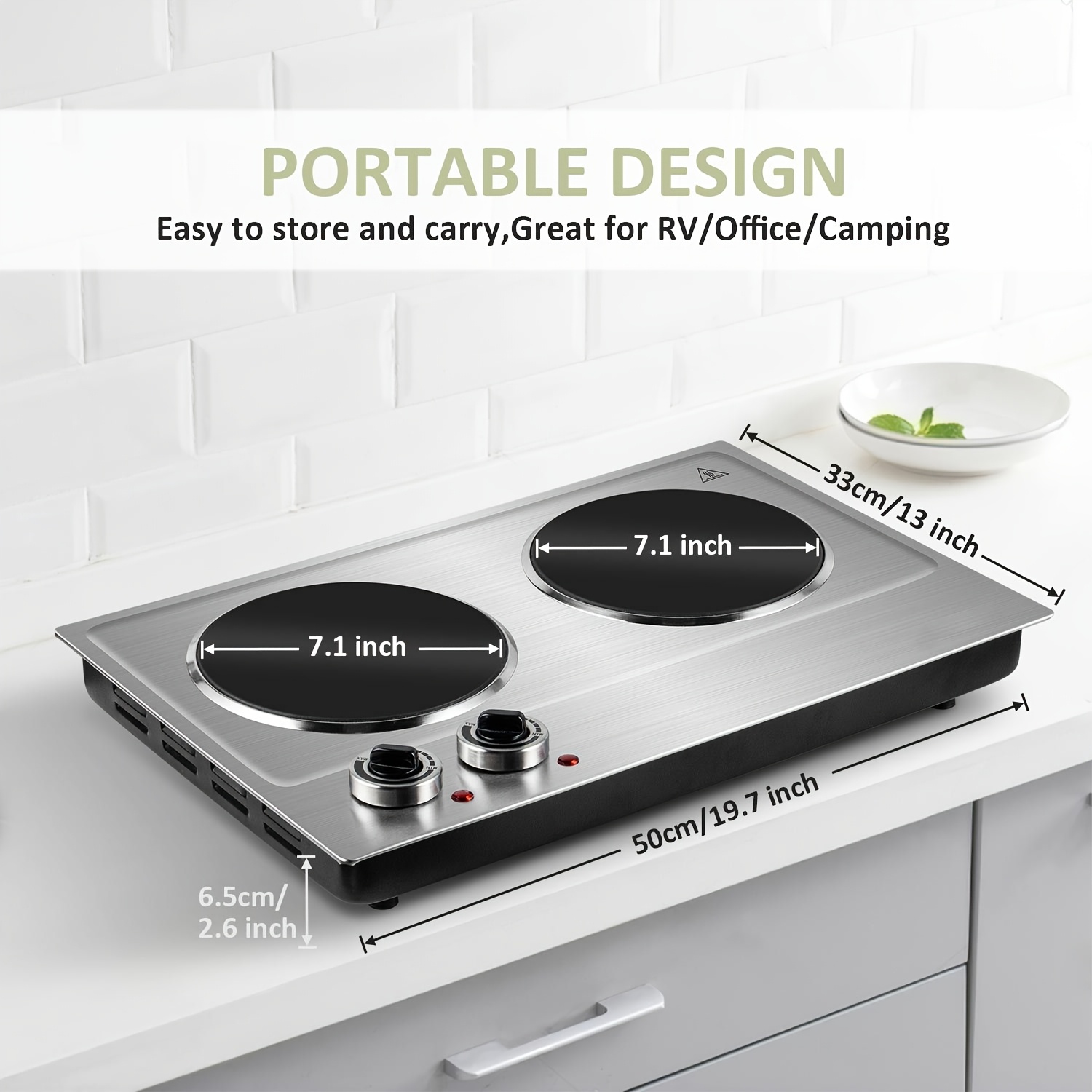 CUSI Portable MAX Electric Stove, Coklai Electric Hot Plates, Electric Burners With Temperature Control, Stainless Steel, Easy To Clean, Portable Design.Ideal For Kitchens, Dorms & Camping.