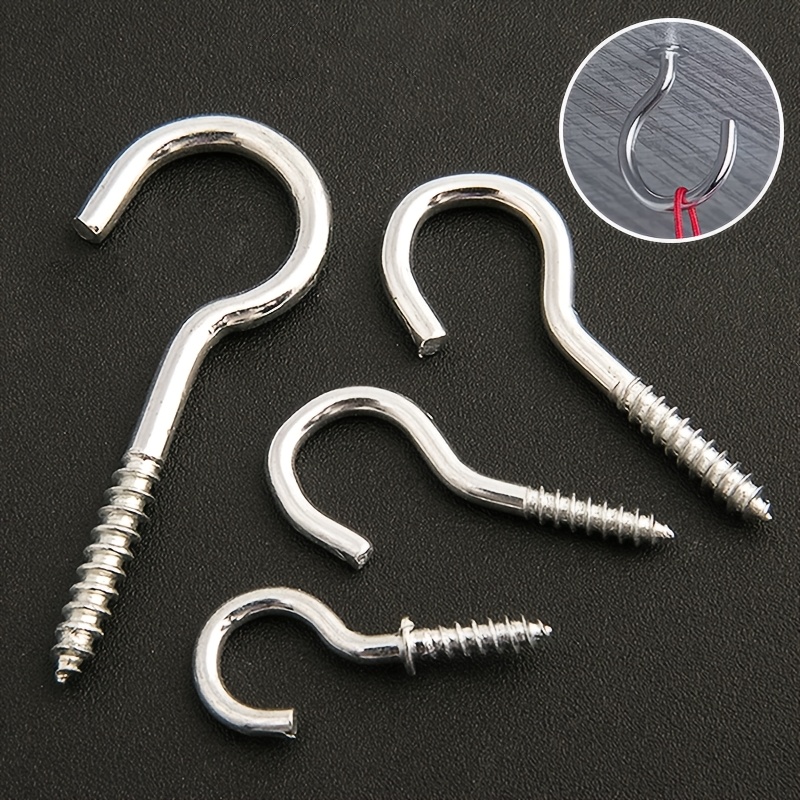 15 20 40 50pcs silvery open sheep eye nails silvery heavy duty eye hooks self tapping screws for wall art ring lights indoor and outdoor use