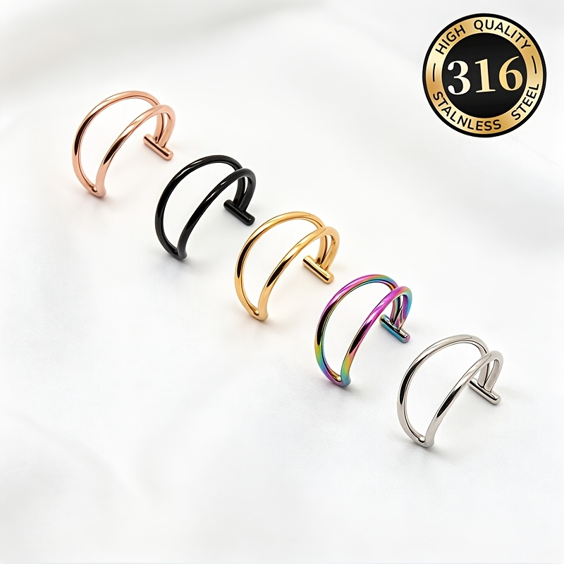 Minimalist 316 Stainless Steel Fake Nose Ring, Unisex
