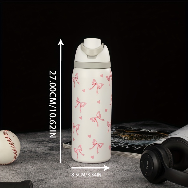 32oz Stainless Steel Insulated Water Bottle with Straw, Butterfly and Heart Design - Leakproof, Reusable, Perfect for Sports, Travel, School, Camping, and Fitness Enthusiasts