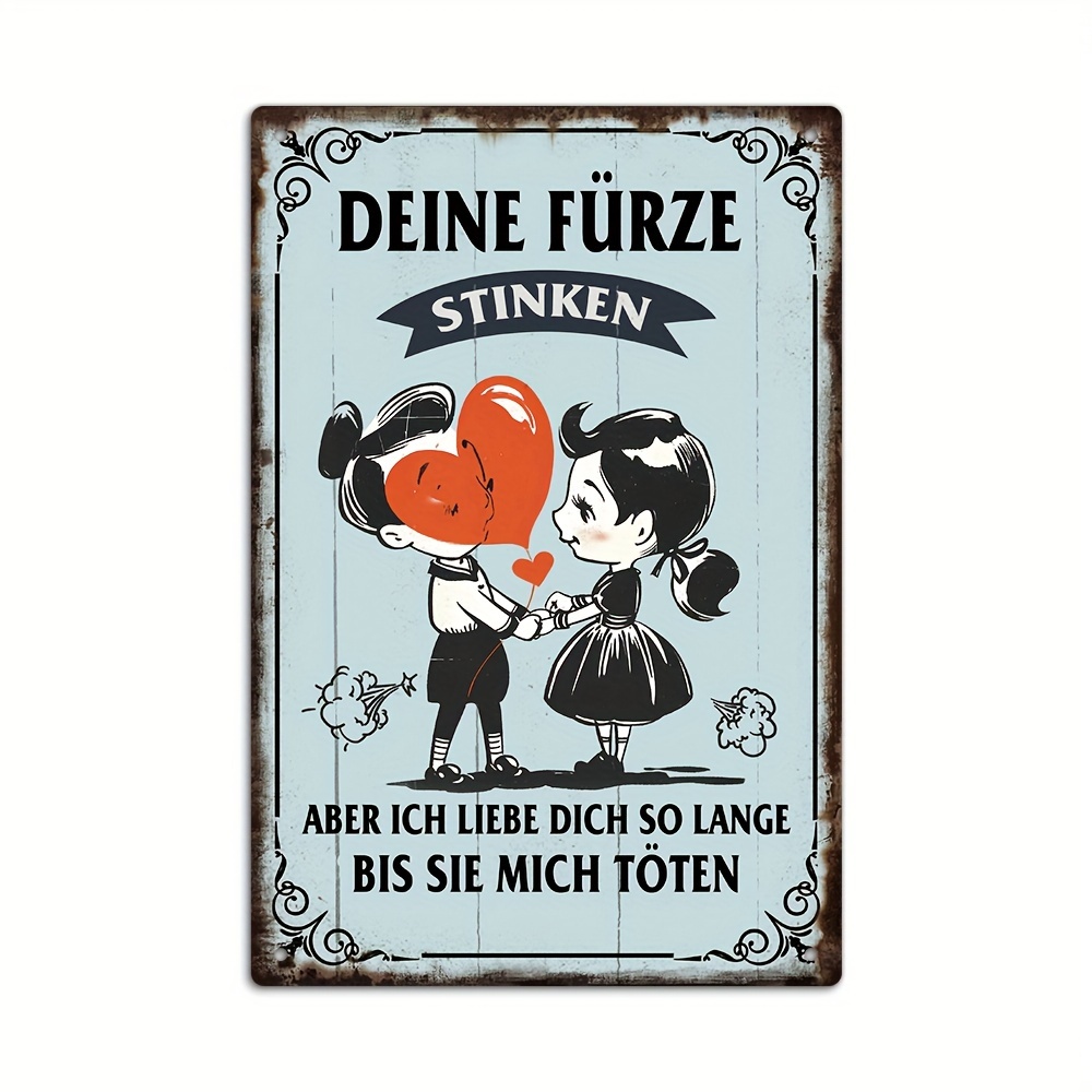 Image of Putuo Decor 1pc German Vintage Metal Tin Sign, Your Stink But I Love You As Long Kill Me, Wall Art Decor For Home Farmhouse Bedroom, Gift