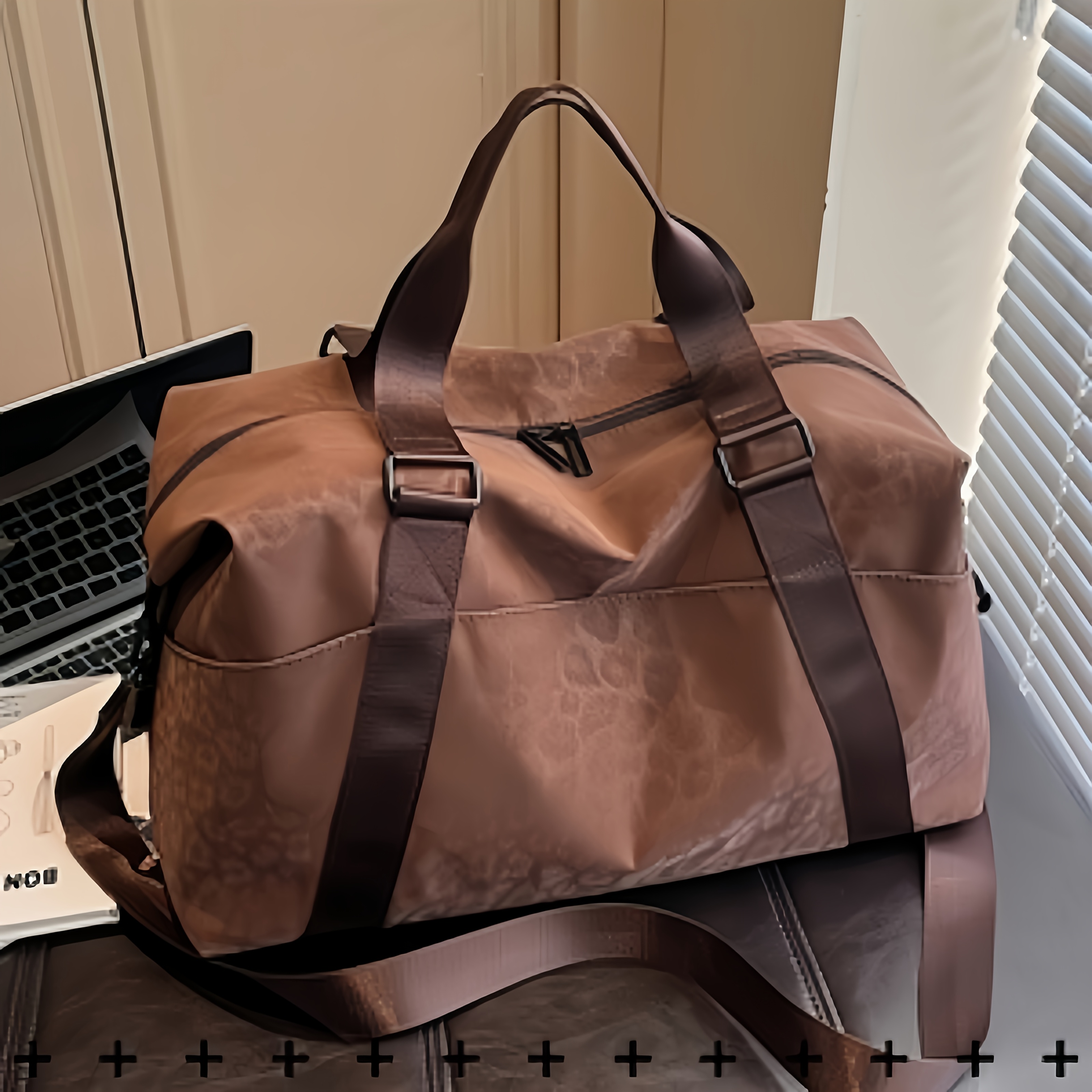 TEMU Sac de voyage/sac fourre-tout/sac de sport/sac de yoga/sac à bandoulière multifonctionnel à imprimé léopard en PU souple, léger et de grande , à