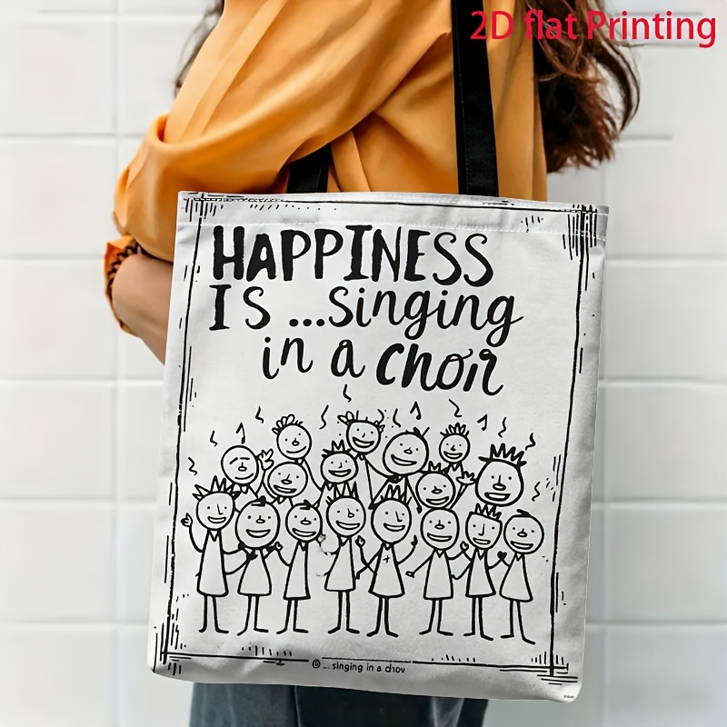 TEMU 1pc 2d Printed Chorus Pattern Shoulder Bag, Artistic And Stylish Daily Commute Tote Bag, Multifunctional Fashionable Lightweight Large-capacity