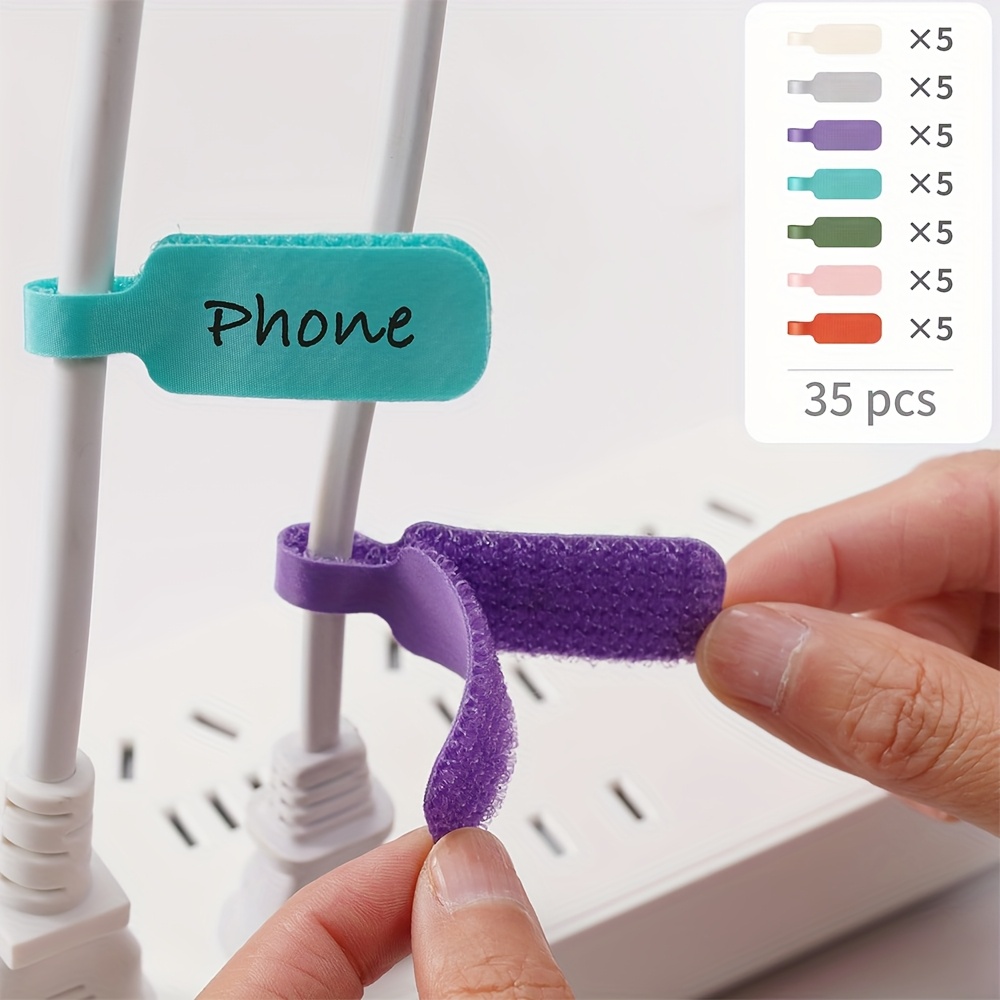 35 stück mehrfarbige kabel-etiketten, selbstklebende organizer-tags für maus- und tastaturkabel – wiederverwendbares werkzeug zur kabelorganisation, autoschlüssel und identifikation
