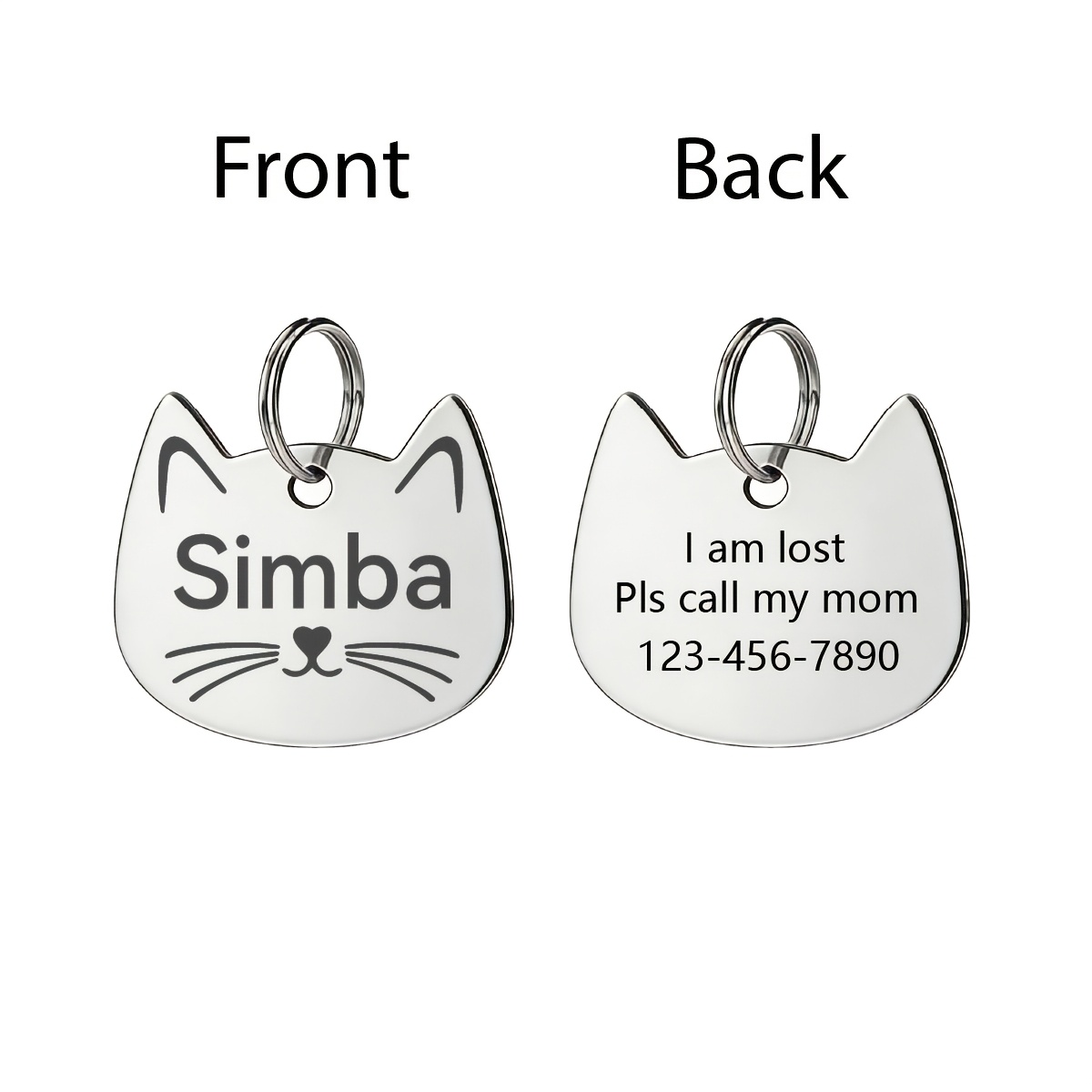 TEMU Customizable Cat Id Tag, Engravable Font And Patterns, 6 Colors , Cat Accessory, Collar Pendant Ornament