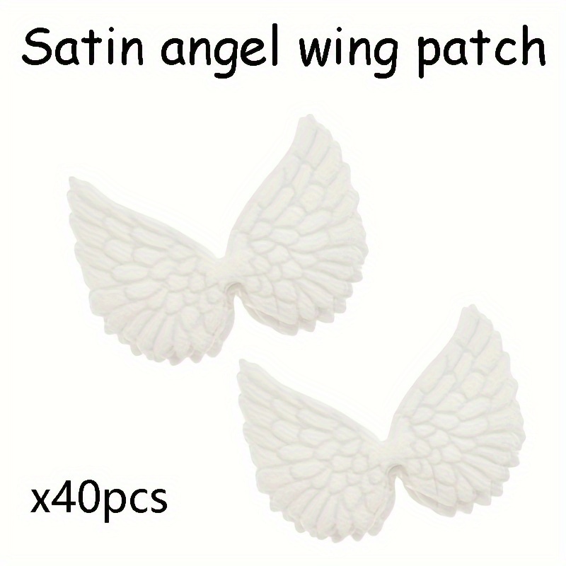 40 Satin Wing Patches, With Fabric Embossing, Pvc Glitter Embellishments, Suitable For Decoration And Craft Creation (5.8 Cm / 2.28 Inches)