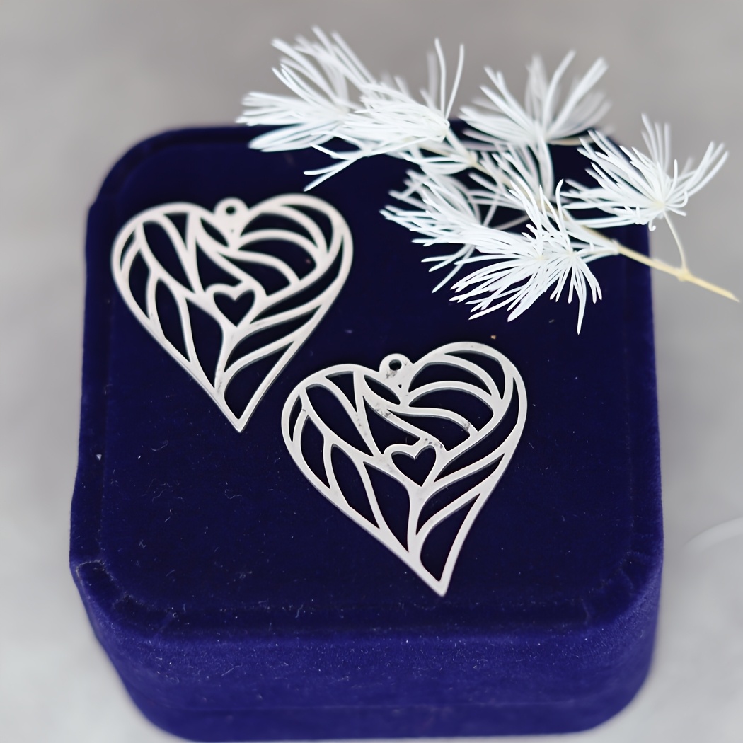 Set of 3 Hollow Heart-Shaped Stainless Steel Pendants