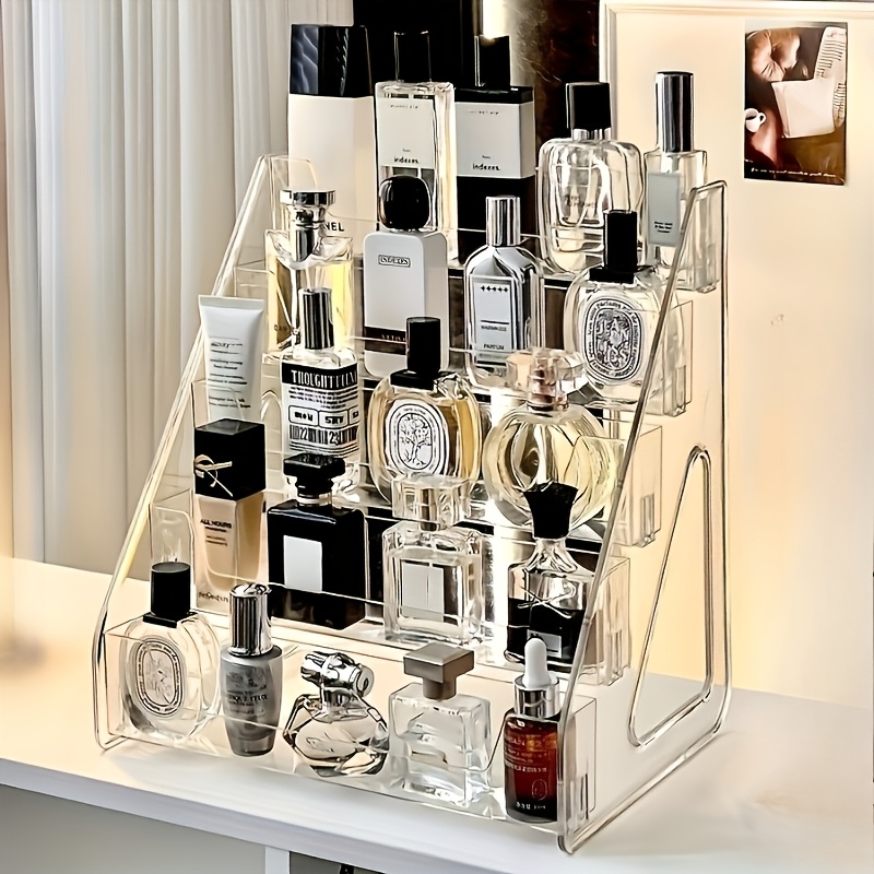 TEMU 1 Set Of Transparent Acrylic Multi-tier Perfume Storage Box - Transparent Tiered Cosmetics And Skincare Storage Shelf, Compact Counter Display