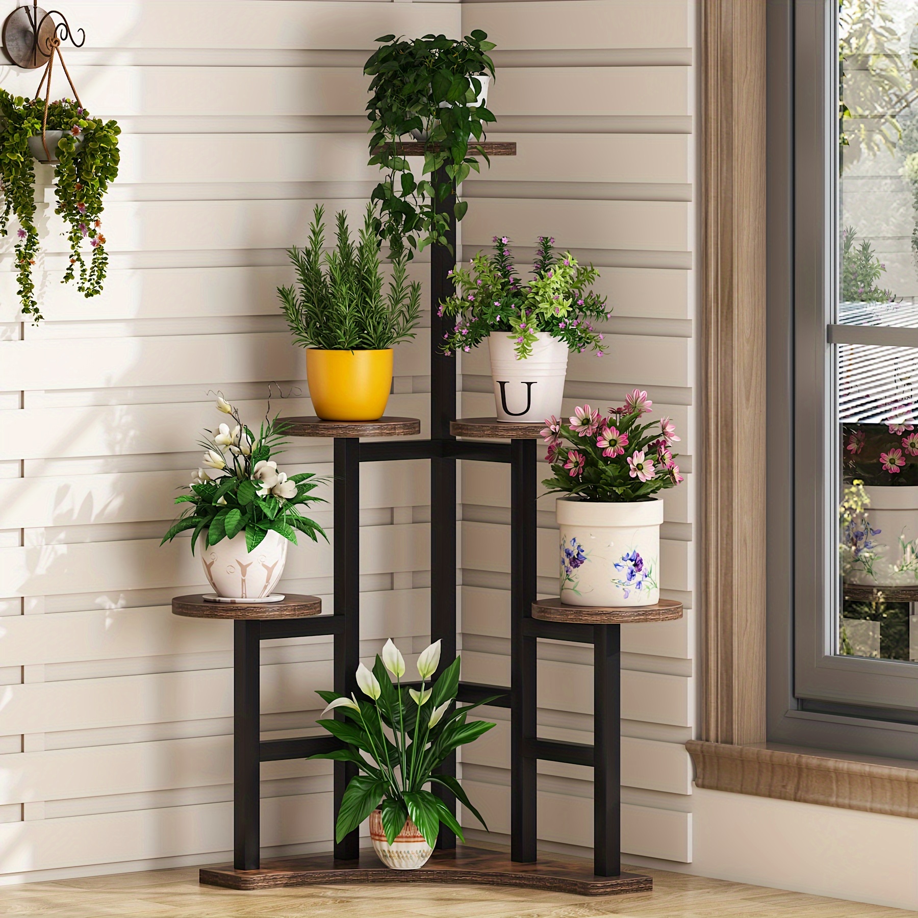 

Little Tree Corner Plant Stand Indoor, 6 Tiered Plant Shelf Flower Stand, Tall Multiple Potted Plant Holder Rack Planter Organizer For Living Room Balcony Garden, Rustic Brown