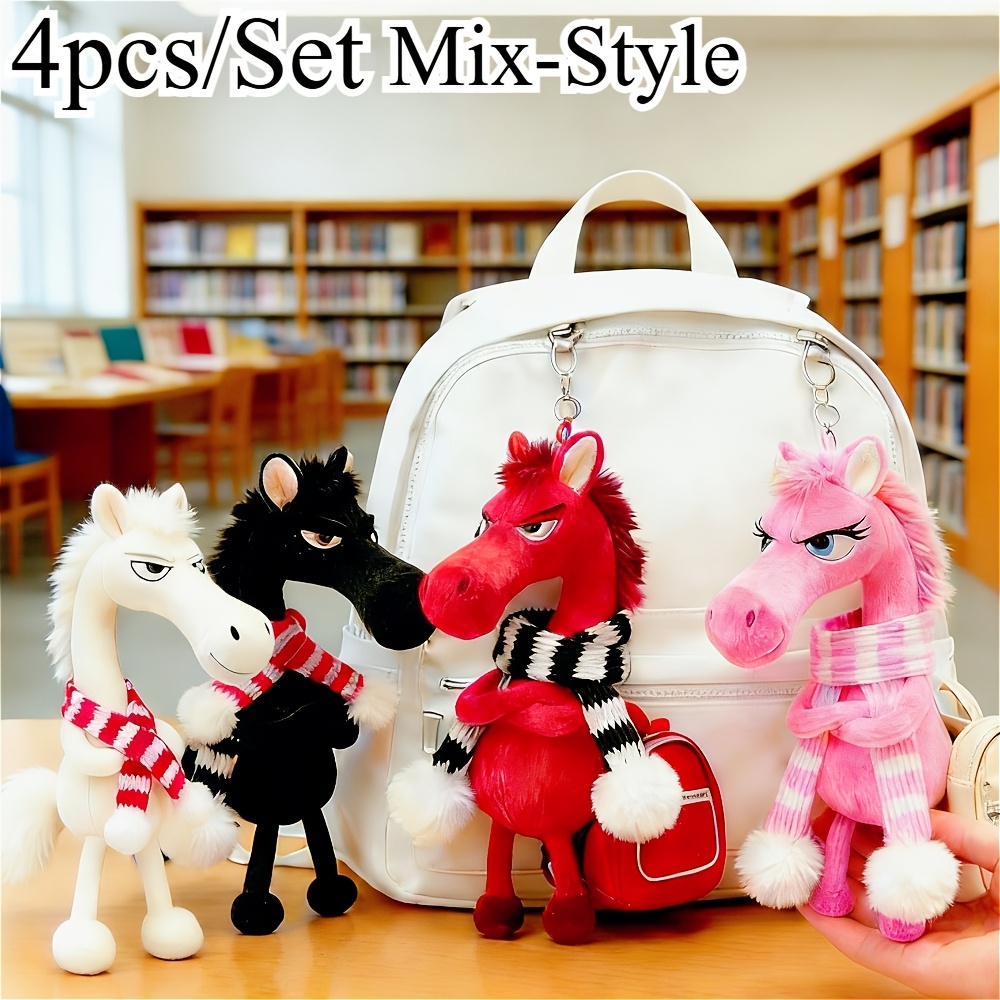 TEMU 4pcs/set 2026 Year Of Mascot Keychain Set, Plush Horses In . Use, Keychains Make Ideal New Year's Gifts Or Birthday Presents. High Quality And