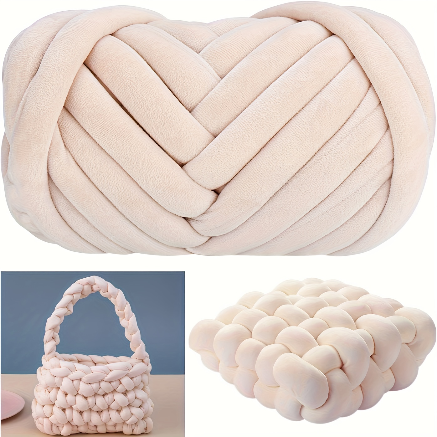 Image of 1 Roll Of 500g, 16m Long, 3cm Thick Core-spun Yarn, For Handmade Diy Chunky Knitting, Weaving, Cat-hugging Blankets, Bags, And Fabric Strips