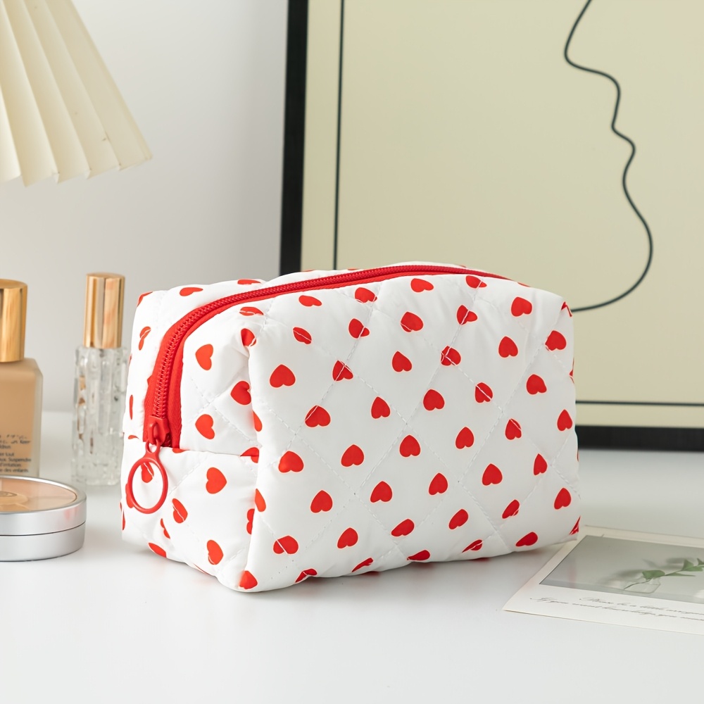 E-shop Kosmetiktasche Reise Waschbeutel - Große Kapazität Aufbewahrungstasche, Lippenstift Dame Kosmetiktasche, Liebesmuster Reißverschluss Design,
