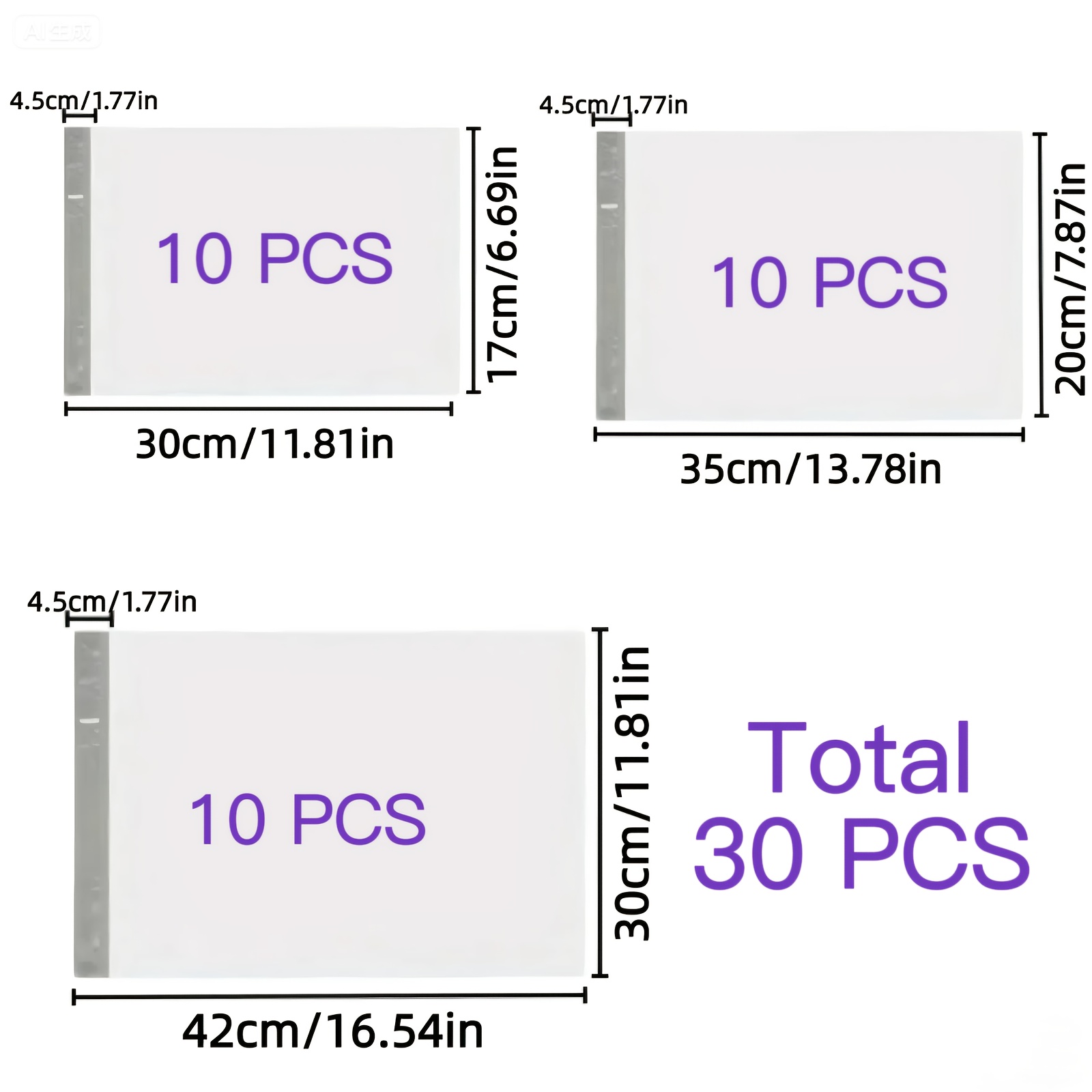 E-shop 30/40 Weiße - aus Material, selbstklebende Verpackungstaschen, multifunktionale Posttaschen, Haushalts-Sortiertaschen, 6.69*/7.87*13.78/*16.54