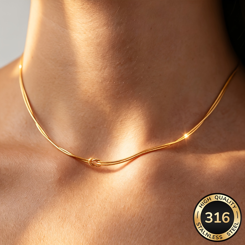 Women's Adjustable Stainless Steel 18K Plated Stackable Necklace