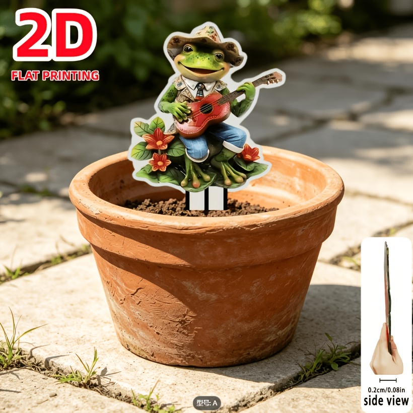 TEMU 2d Flat - 【2d Flat】 2d Flat - [2d Flat] 2d Flat, 1 Pack, Garden Ground Sticker Decor Playing Guitar Design, Christmas Decoration, Spring