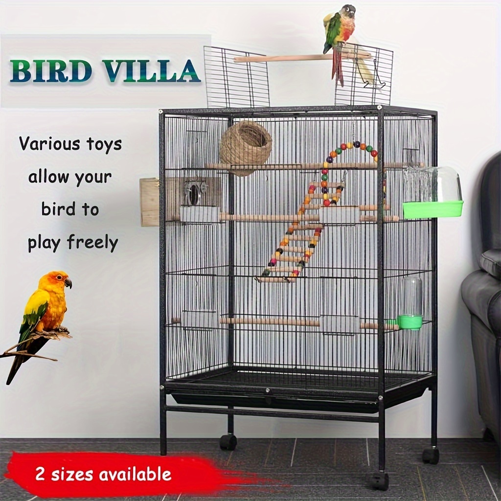 

Bird Cage, Parrot Cage With Stand For Cockatiel Big Parrot Villa With Accessories, Simple Style Iron Wire Bird Cage, Parrot Cage With Open Skylight