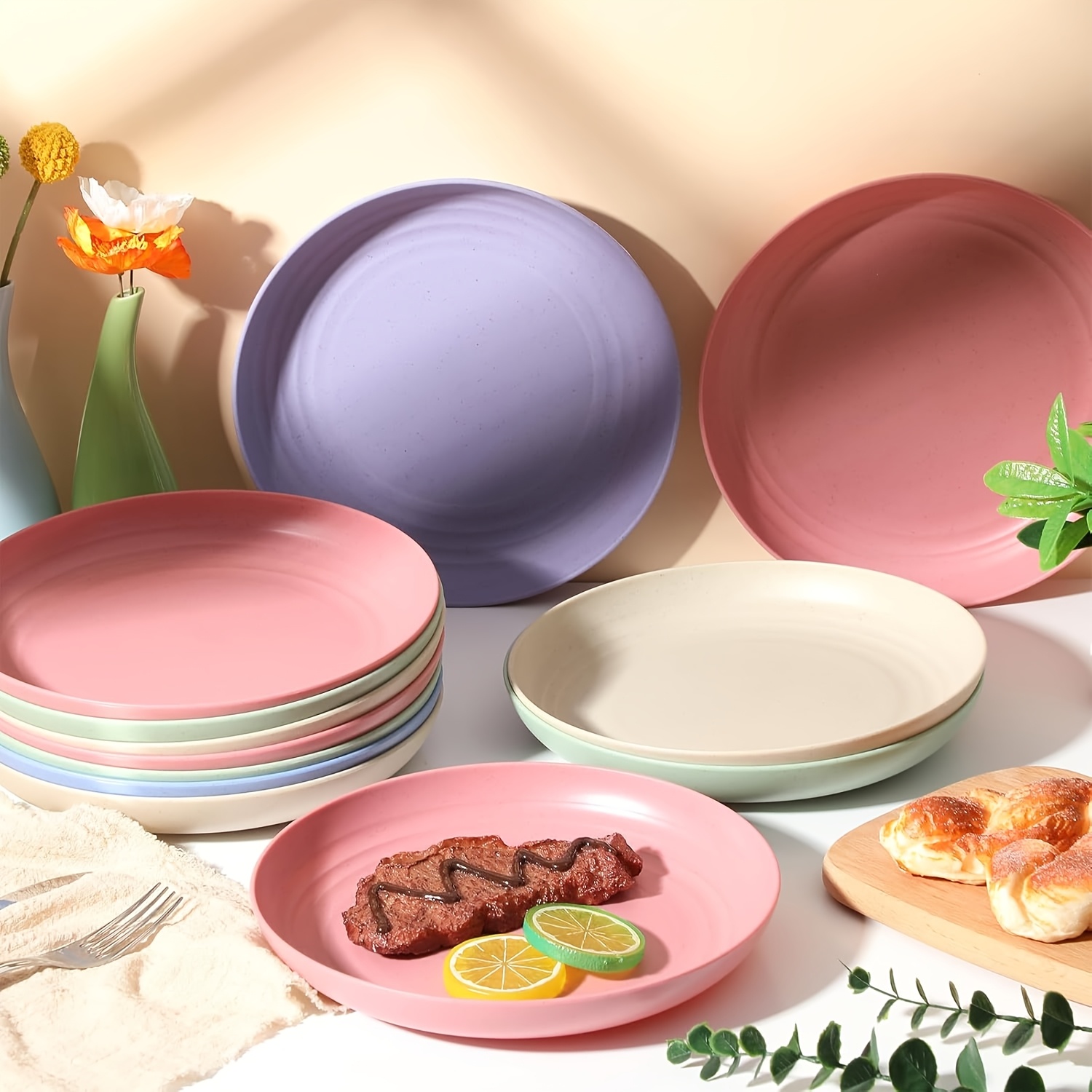 colorful salad plate bowl set reusable pp material plastic Temu