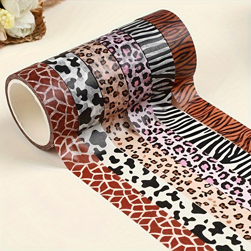 

6-roll Animal Print Washi Tape Set - Decorative Paper Tape For Scrapbooking, Diy Crafts, Bullet Journals With Zebra, Leopard & Tiger Patterns