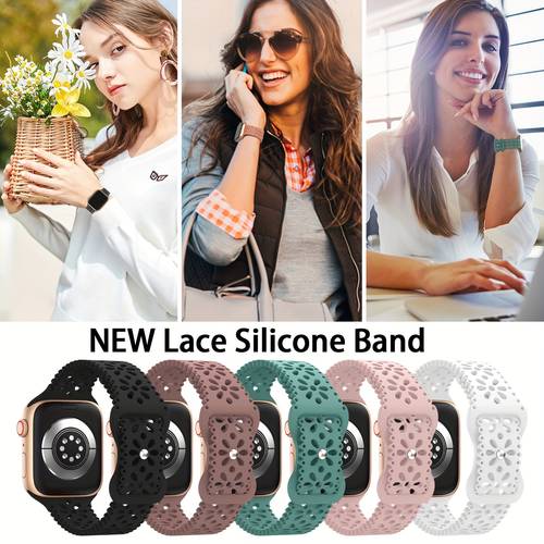 women compatible for watch sport strap with clasp hollow out breathable wristband suitable for iwatch ultra 6 5 1 soft strap for swimming gym daily wear
