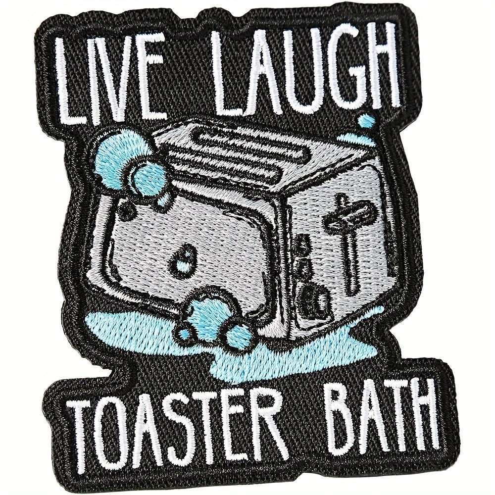 

Aetius Embroidered Toaster Bath Meme Patch, Funny Appliqué Badge For Backpacks, Dog Harnesses, Vests, Gym Bags, Caps, Helmets - Black/grey/blue - 1 Piece