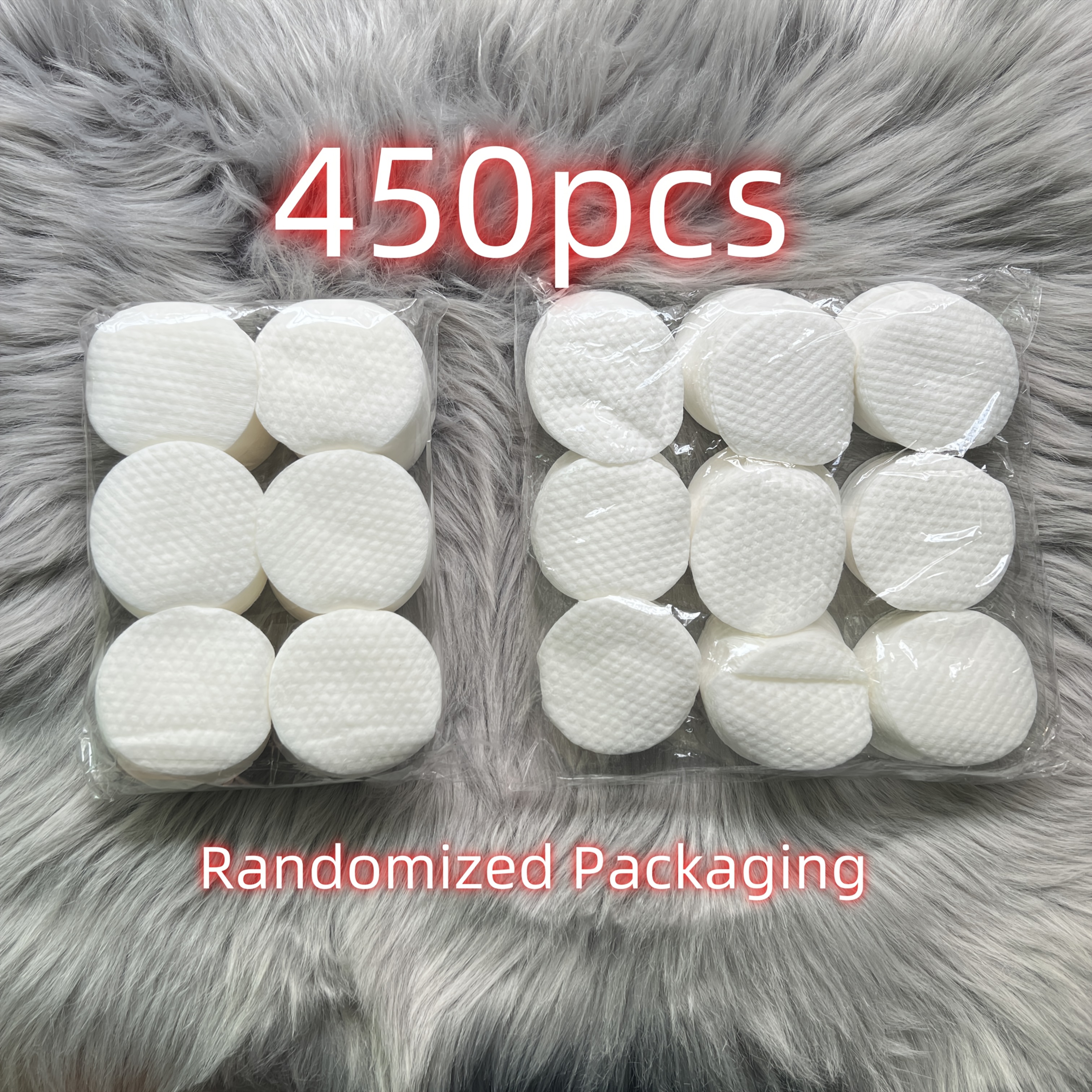 Image of 450pcs Unscented Makeup Remover Pads | Soft & Thick 2.36" Round Facial Cleansing Pads For Gentle Makeup & Skincare Removal, Skincare Routine, Pearlpattern Design, Randomized Packaging