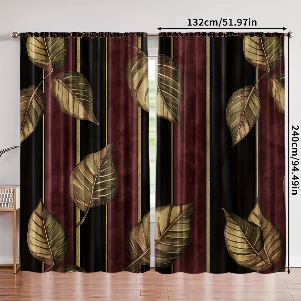 TEMU 2pcs Elegant Light Filtering Curtains - & Pattern Window Drapes, Semi-opaque Privacy Window Treatments For Living Room, Bedroom, Kitchen,