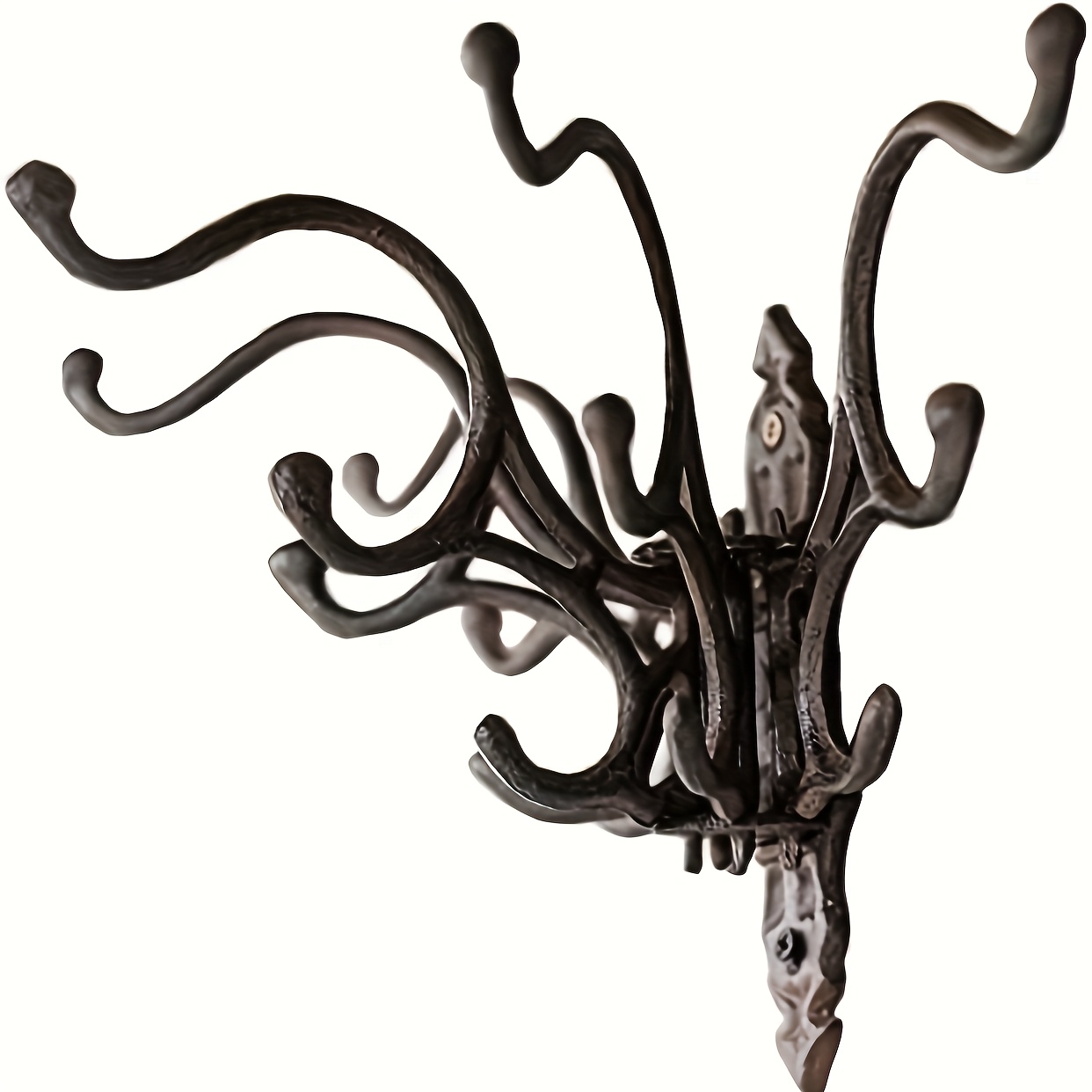 E-shop 5-Arm Garderobenständer aus Gusseisen | Europäischer Bauernhausstil, pulverbeschichtete Metall-Türhaken, Wandmontage, Braun, einfach zu