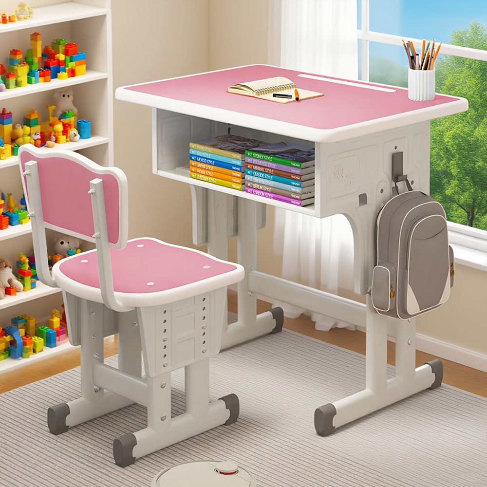 Set of 2 Adjustable Desks And Chairs for Middle School Students, Suitable for Home Use, Ideal for Study And Writing