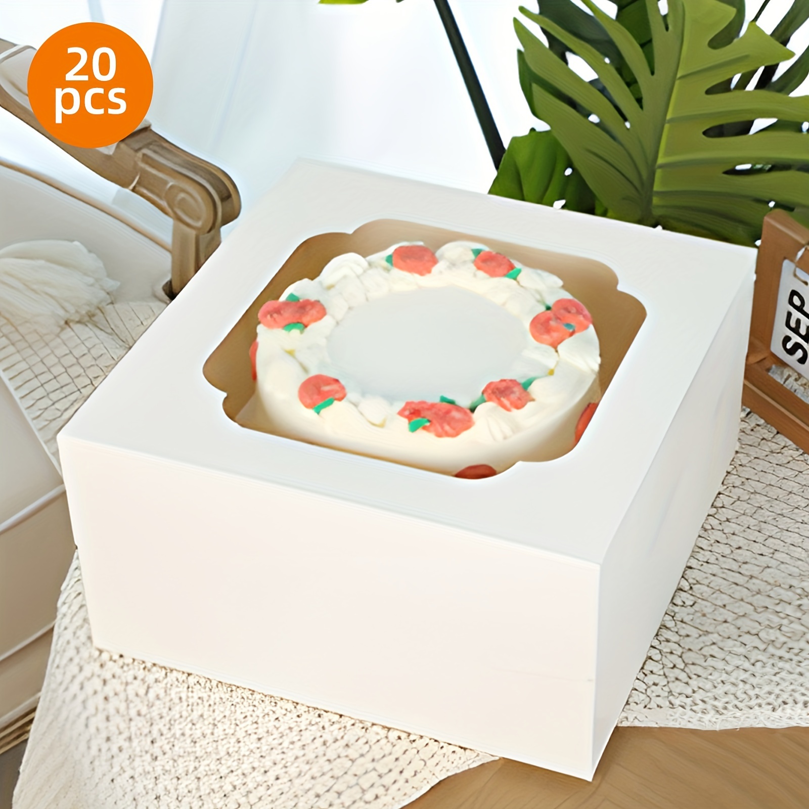 

20pcs Cake Boxes, The Size Of Each Box Is 12x12x6 Inches, White Bakery Boxes With Window, Disposable Cake Caddy Carrier Container For Pie, Pastries, Cookie, Cakes, For Birthday Party, Wedding, Holiday