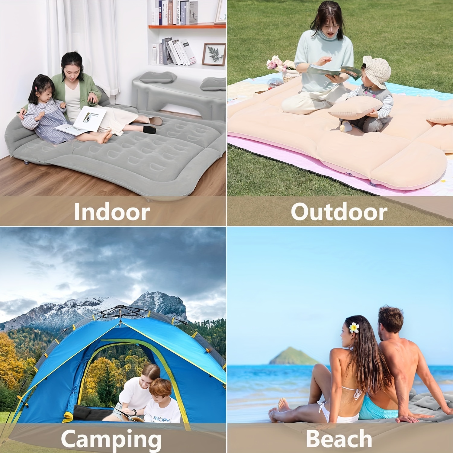 SUV Inflatable Mattress Camping Mattress Foldable Thick Car Air Bed with Electric Air Pump Portable Sleeping Pad Suitable for Home And Travel, Picnics And Camping