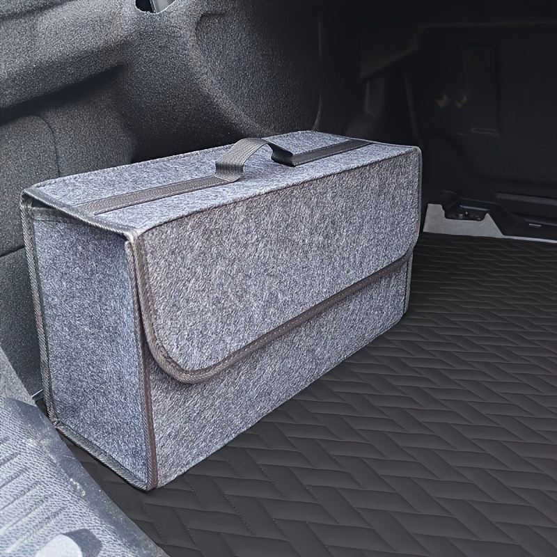 

1pc Foldable Car Trunk Organizer, Portable Textile Storage Box With Handle, Vehicle Interior Stowing Tidying Container Bag, Car Trunk Storage| Closure Storage|soft , Trunk Storage Organizer