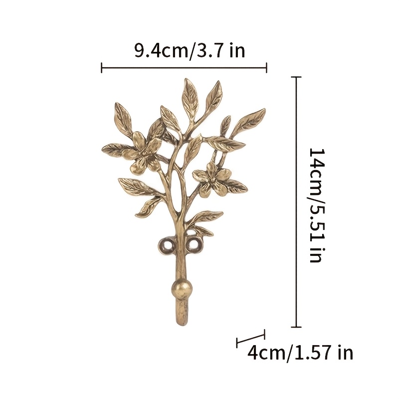 TEMU Legering Bladhaak Huisdecoratie Slaapkamer Ornament Vintage Gouden Geperforeerde Wandhanger, Utility Haken
