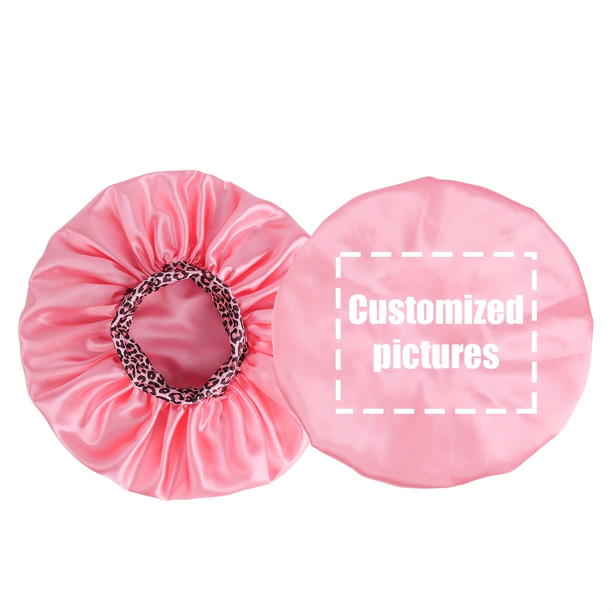 TEMU 1 stuks Foto Aangepaste Kleur Satijnen Bonnet, Zachte Brede Rand Elastische Gedrukte Slaapmuts, Zwart, Bourgondië, Roze