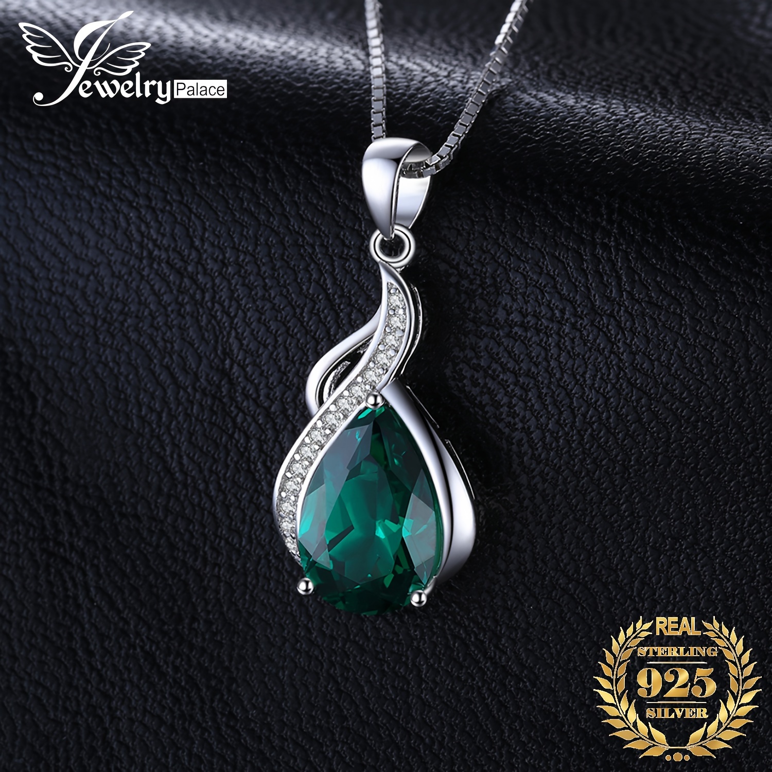 

1pc 925 Sterling Silver Luxury And Elegant Multi- Pear Cut Simulated Green Emerald Silver Pendant Necklace 45cm For Women For Prom Party Banquet For Daily Decoration Fine Jewelry