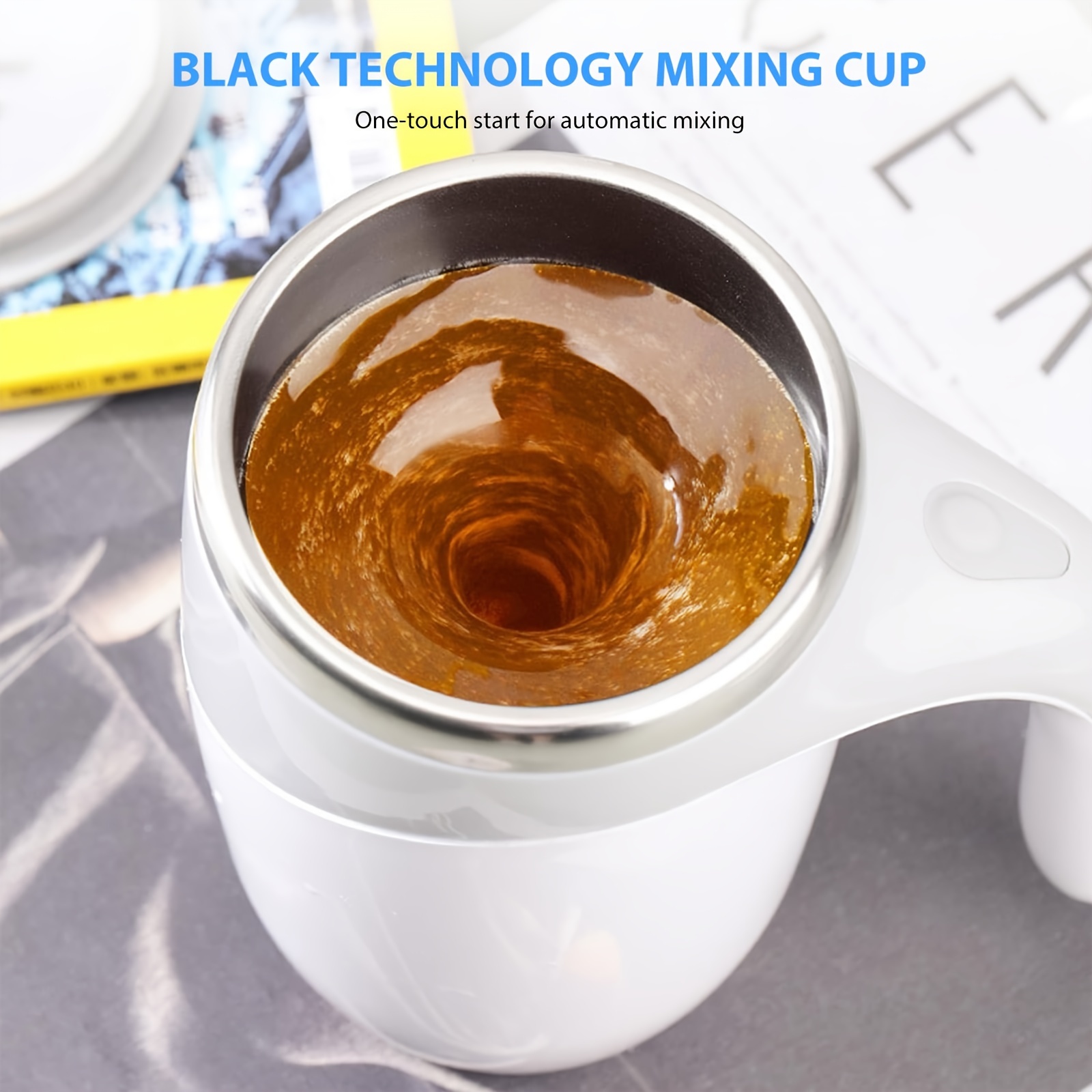 

Fully Automatic Coffee Mixing Cup, Magnetic Rotating Charging, Portable Stainless Steel Coffee Cup-white