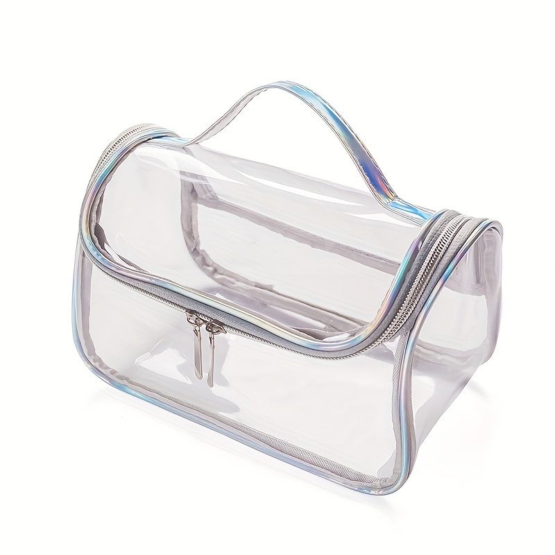 TEMU Clear Makeup Bag, Waterproof Pvc Cosmetic Storage Bag With Zipper, Travel Portable Toiletry Organizer, Toiletry Travel Bag, Quality Inspection, Product Picture