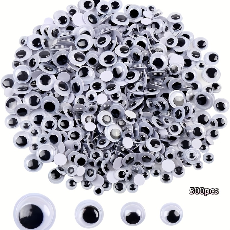 500pcs/144pcs 6mm-8mm-10mm-12mm Black Wiggle Googly Eyes | Self-adhesive, Plastic And Polyresin Material For Crafts Decorations