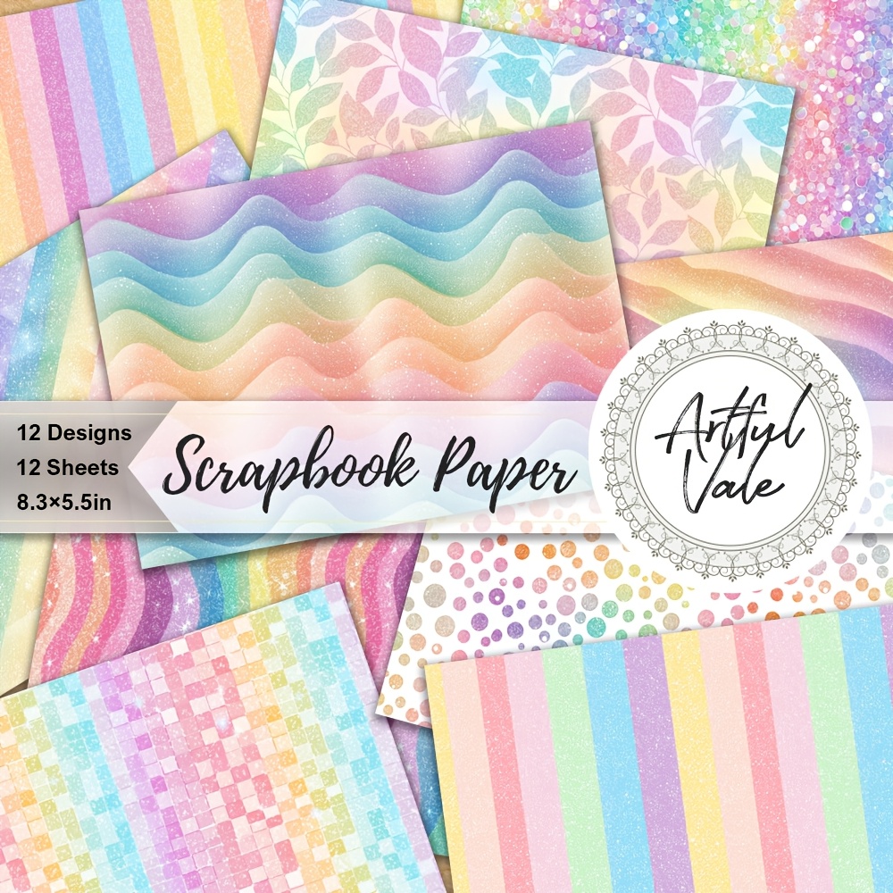 E-shop 12 Bögen Papier Set - A5 Größe, Dekoratives Bastelpapier für Geschenkverpackung, Album Planung und Ästhetische Scrapbooking Zubehör - Farbiger