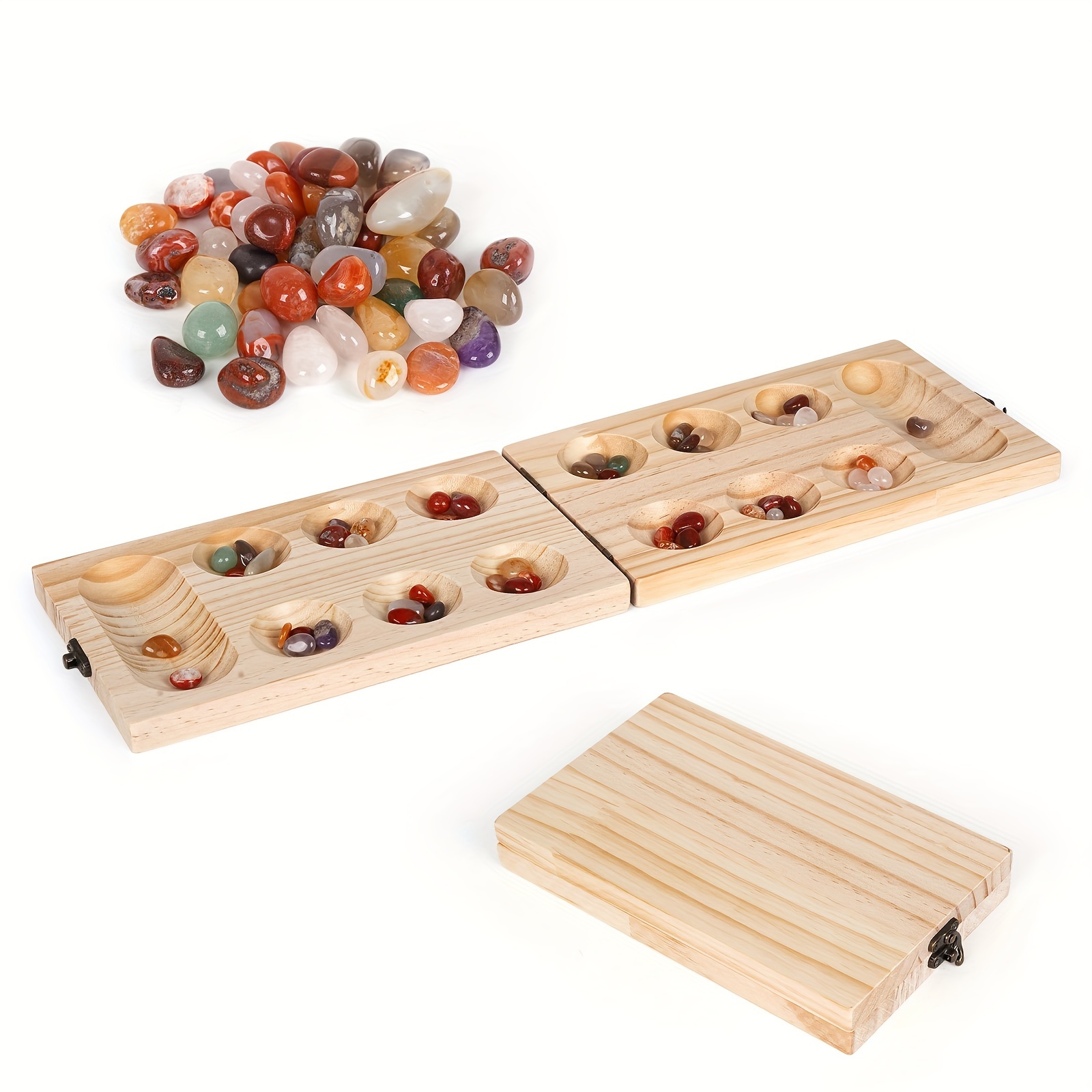 

Wooden Board Game - Fun Classic Strategy Game With Wooden Board For Adults - 48 Glass Beads & - Ideal For Family Game Night And Travel Educational Game