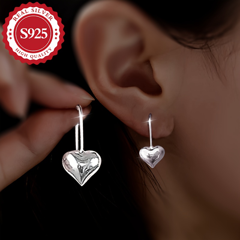 

Pair, S925 Silvery, Three- Love Ear Hook For Women, Fashionable Outfit, , Low Allergy, 2.5g