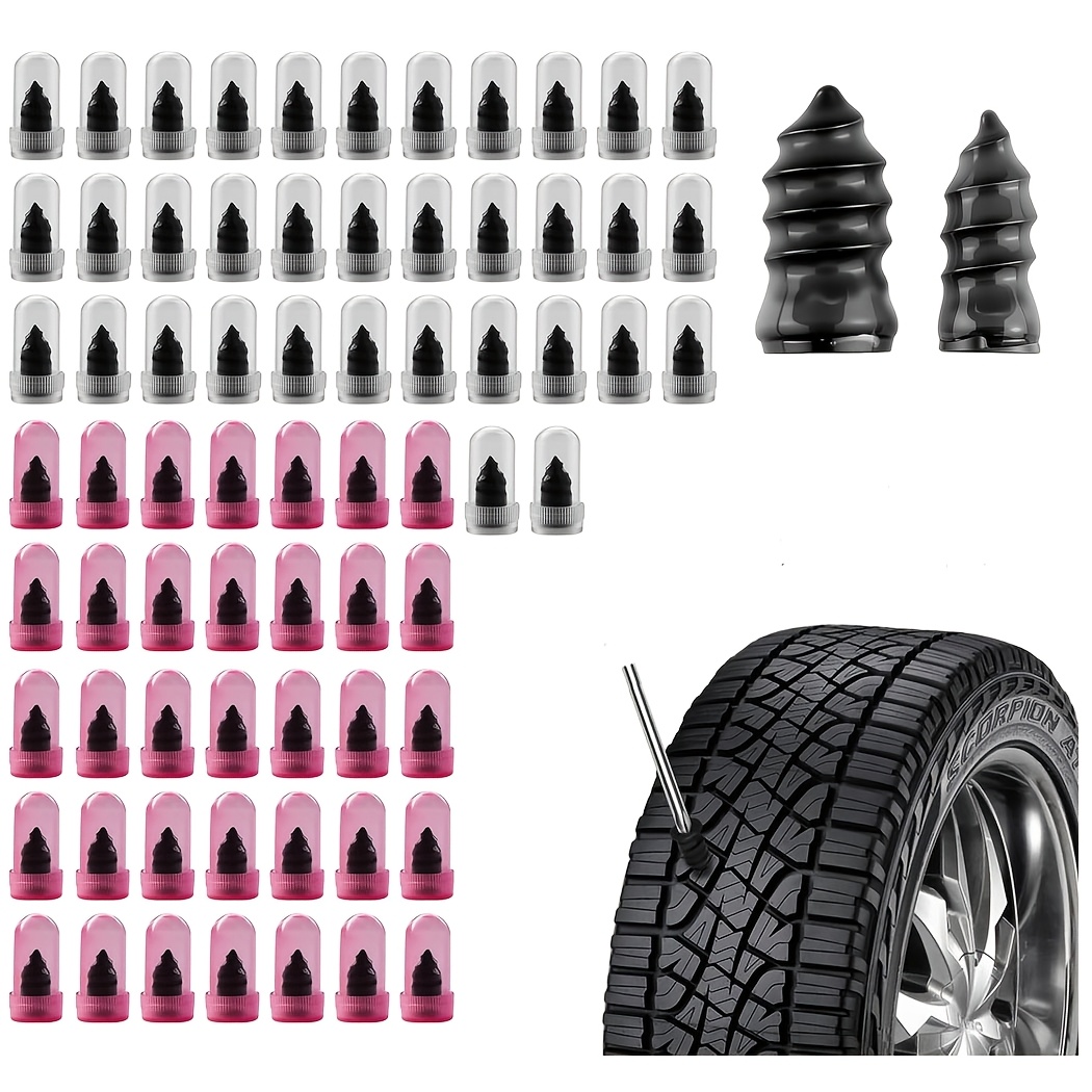 TEMU 70pcs Tire Plug Repair Kit With Screw Type Tire Plugs - Tire Repair Kit Screw Plugs For Car, Truck, Motorcycle & Bicycle Flat Tire Emergency