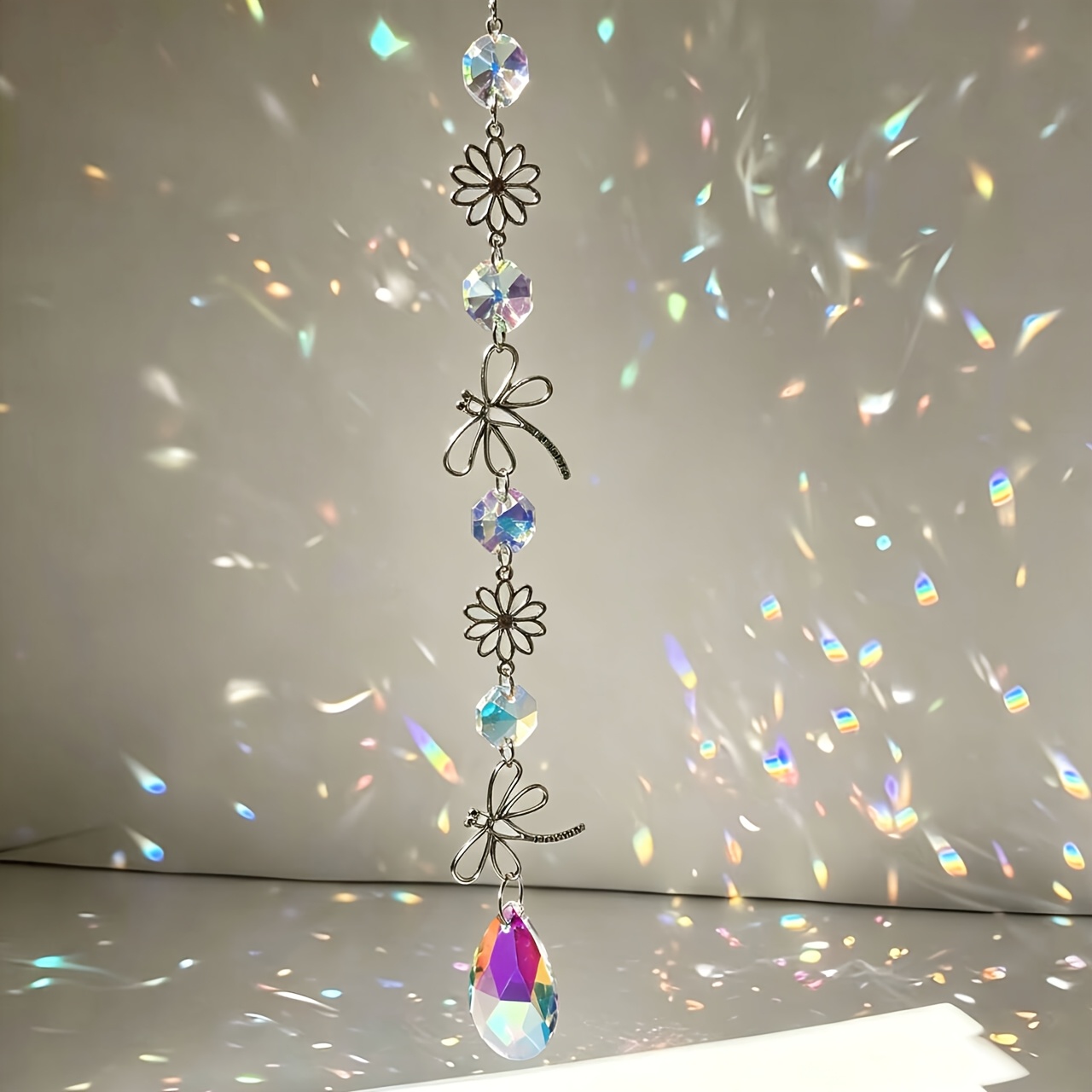 TEMU New Dragonfly Flower Sun Catcher, Garden Light-gathering Ornament, Sun Catcher, Suitable For Home, Courtyard, Hallway, Office, Windowsill