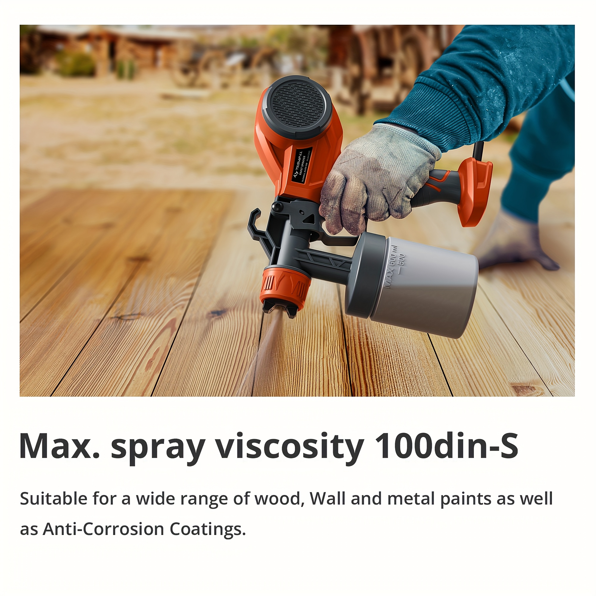  paint sprayer hvlp electric spray paint gun   500 paint spray with 4 nozzles   spray   100 din s   for furniture cabinets fences walls doors garden chairs home painting power tools blue details 2