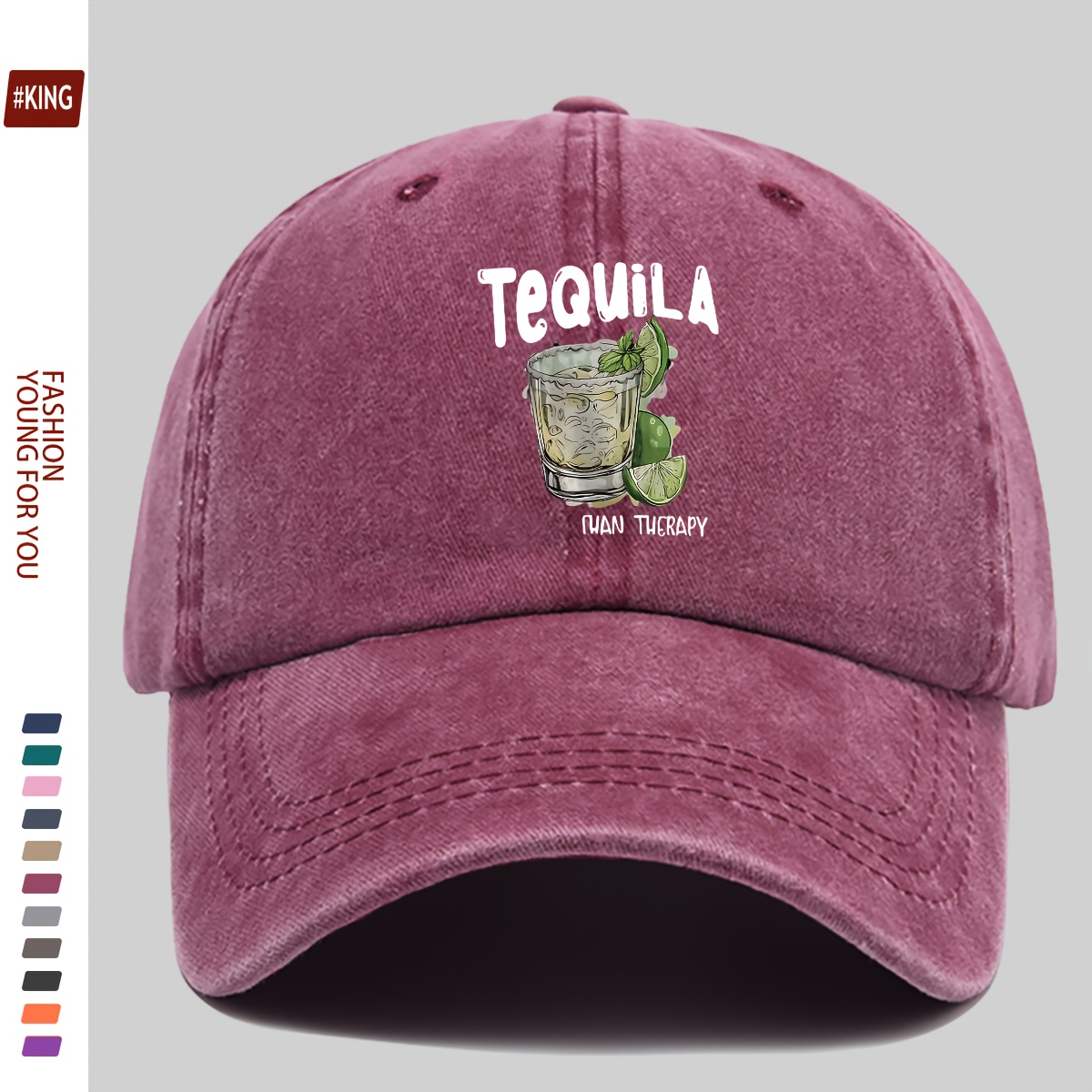 Lightweight Adjustable Baseball Cap with Tequila Cocktail Print