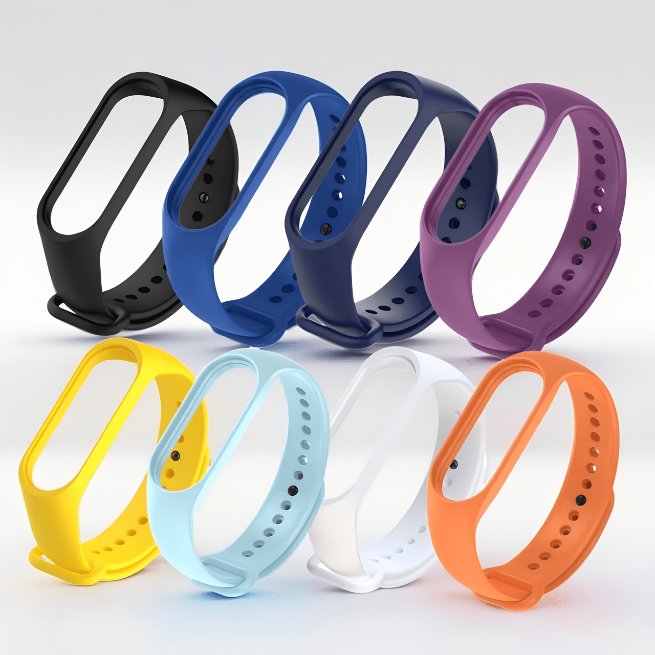 TEMU 8pcs Replacement Strap Set For Xiaomi Mi Band 3/4/5/6/7 - Tpu Wristband, , Quick To Replace, Durable, Interchangeable And Adjustable Sports