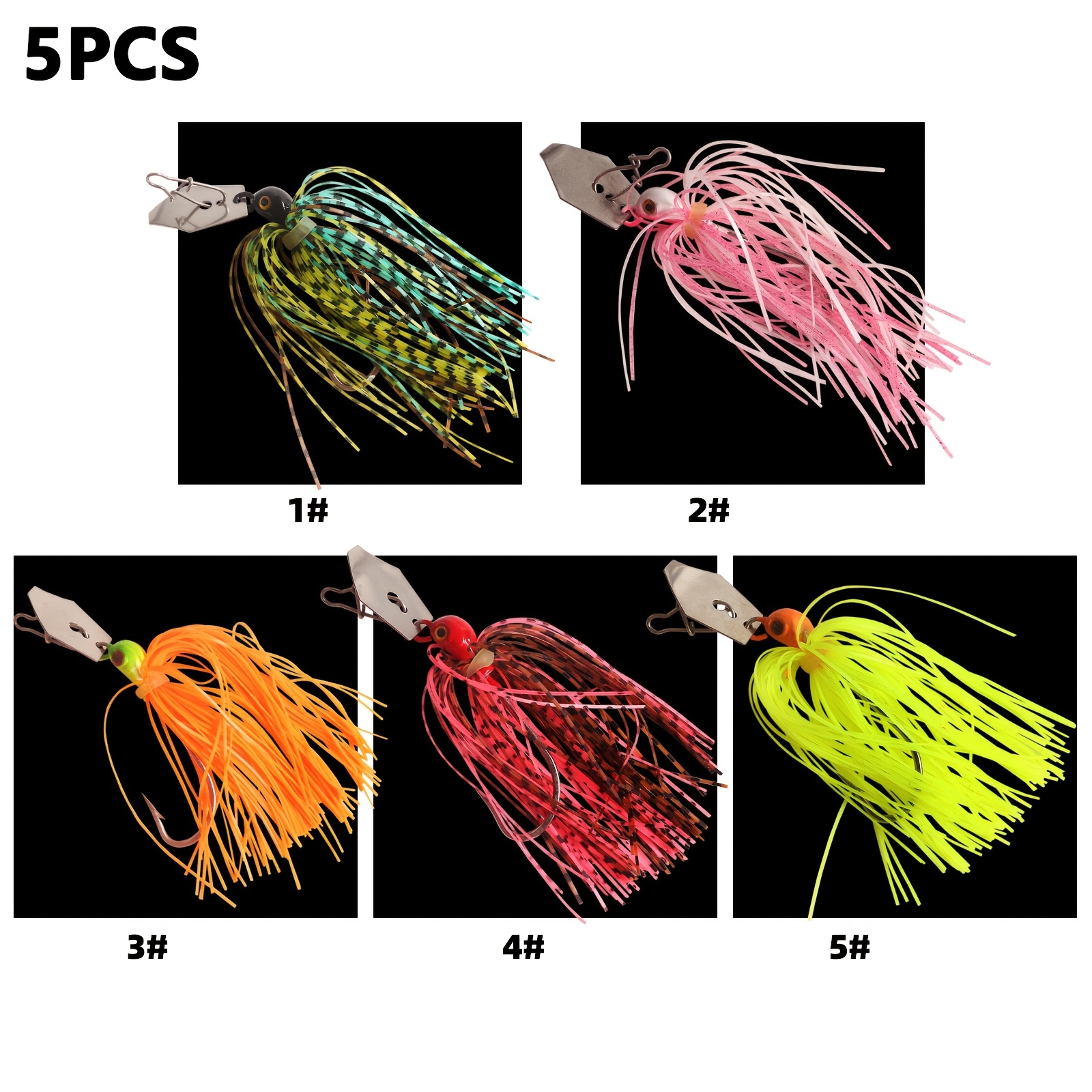Image of 5pcs Vibrating Baits, 11g/0.388oz, Finned Hooks, For Boat Fishing, Freshwater Fishing Additions