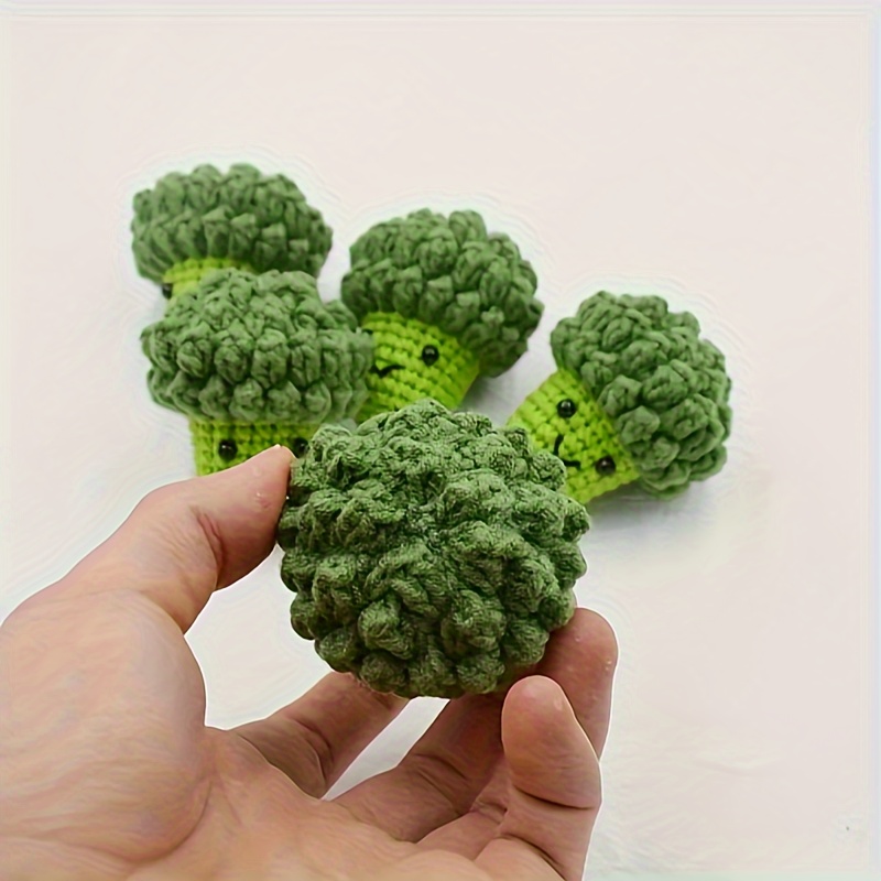 1pc Cute Broccoli Keychain Trendy Crochet Green Vegetable Cauliflower  Keyring Cute Knitted Bag Charms Car Key Ring For Women Girls